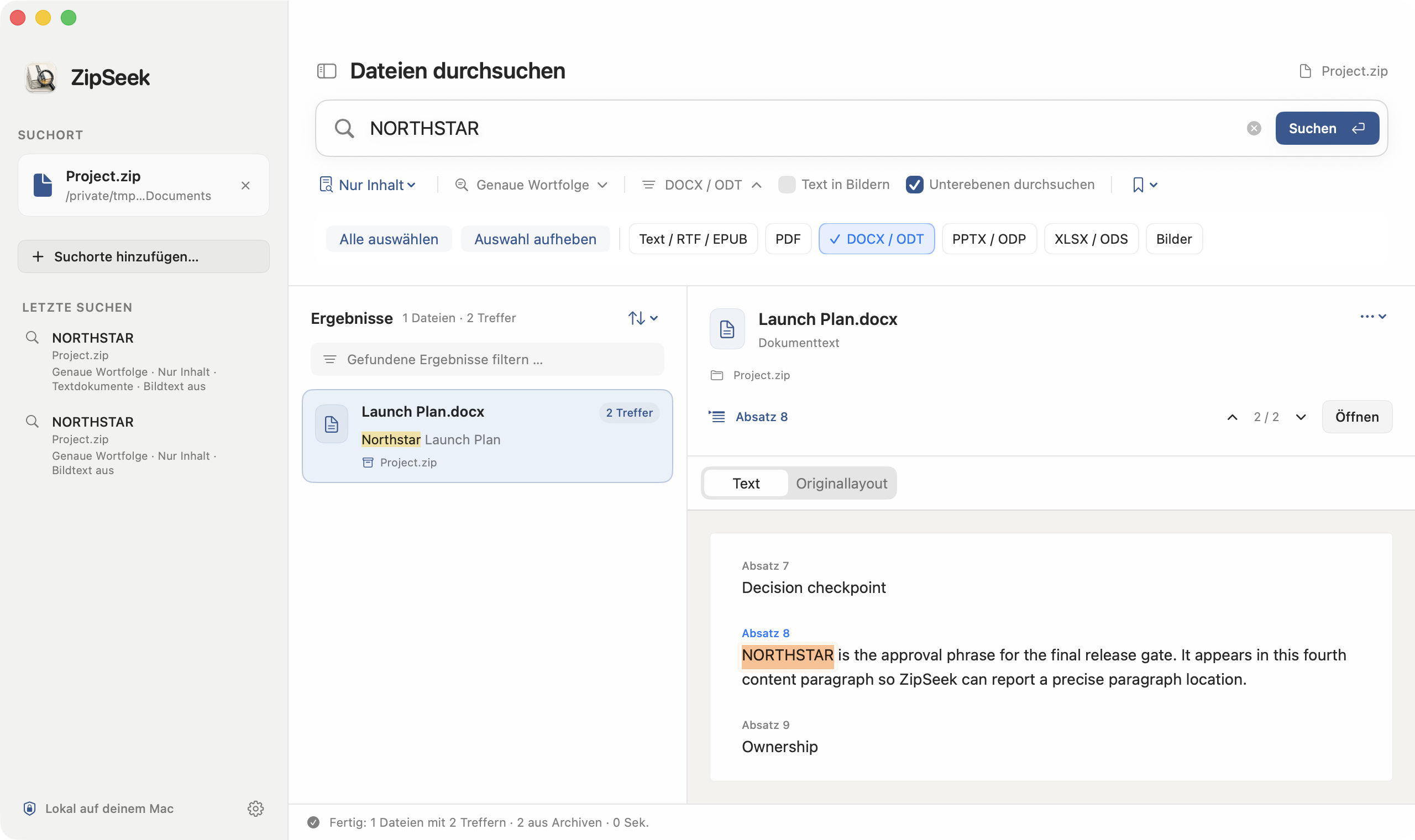 NORTHSTAR in Absatz 8 von Launch Plan.docx innerhalb von Project.zip.