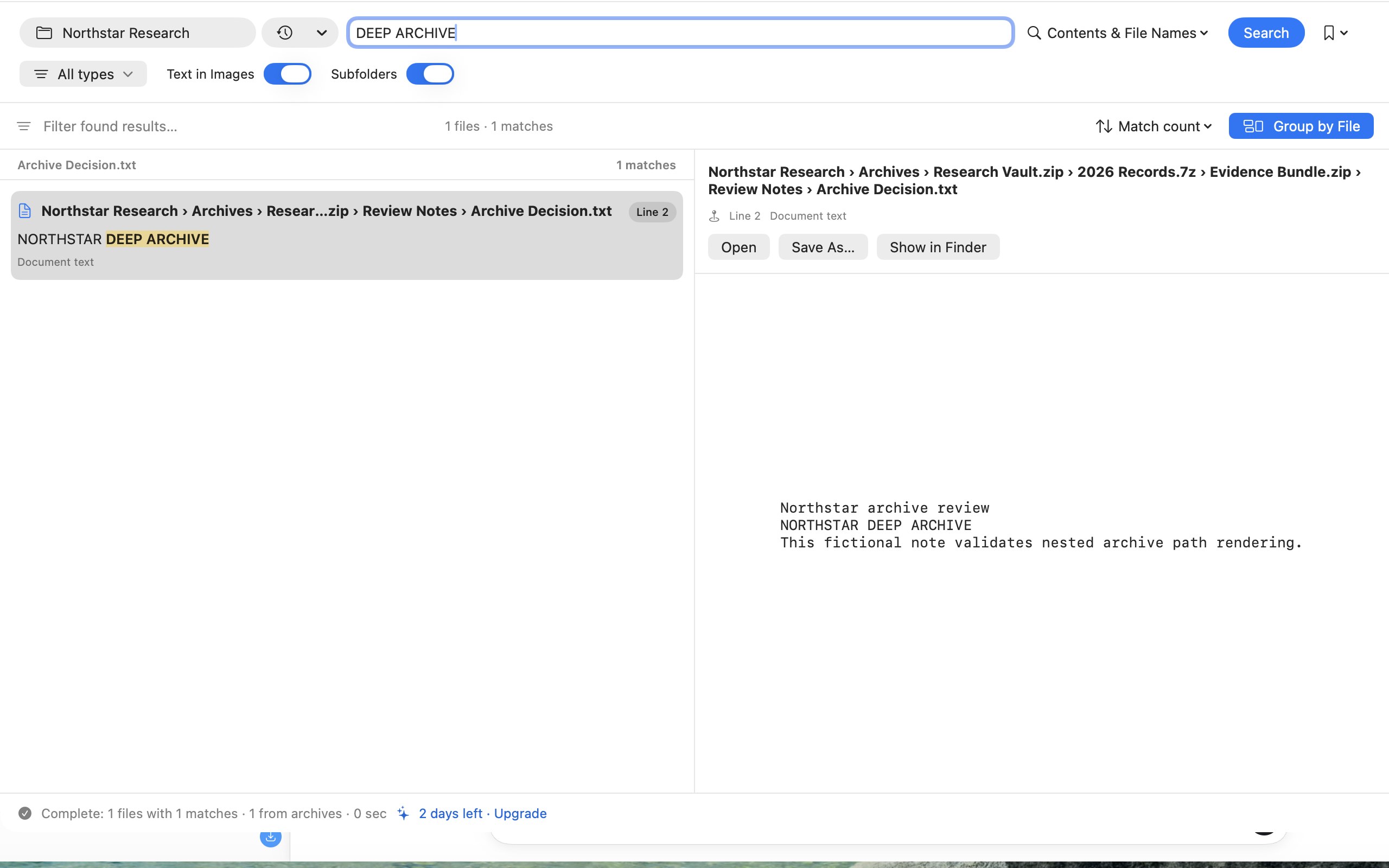 Full result path through nested ZIP and 7z archives